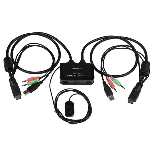 Switch KVM StarTech de 2 Puertos HDMI USB Audio con Cables Integrados