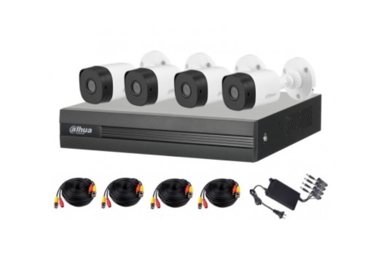 Kit De Deguridad Dahua XVR1A04KIT 1 DVR 4 canales 4 cámaras Dahua COOPER B1A11 4 Rollos De Cable Siamés 1 Fuente De Poder