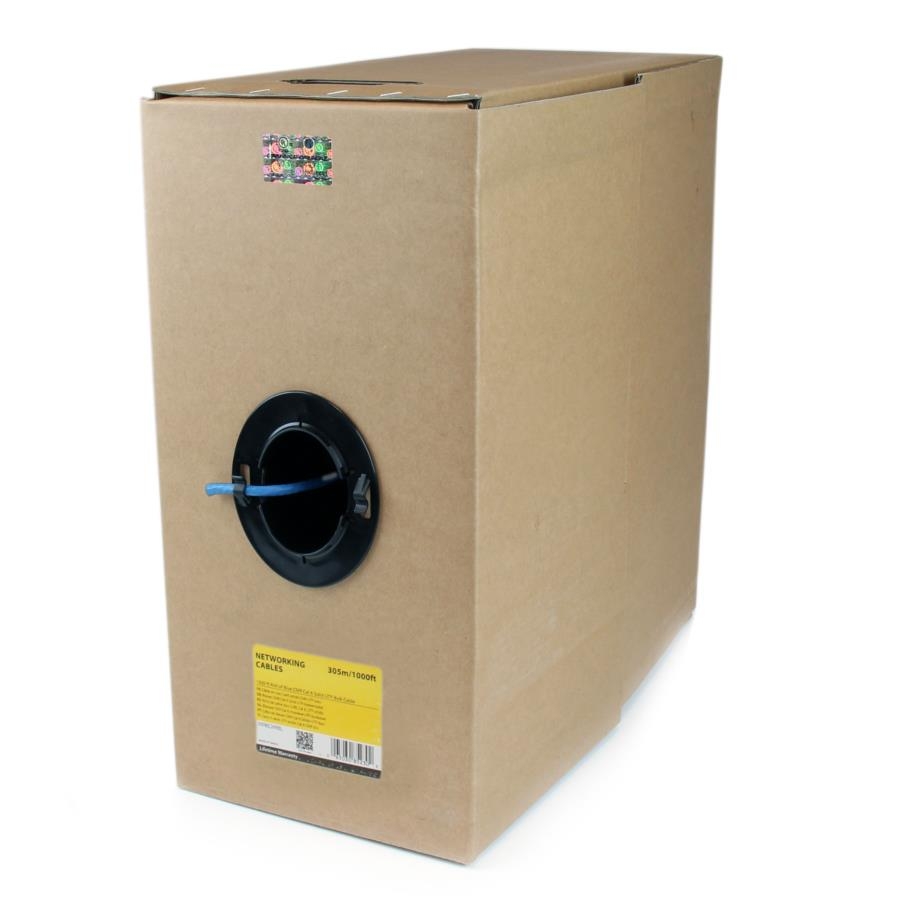 Rollo bobina de 304.8m de cable de red sólido bulk a granel utp cat6 azul certificado cmr (riser) rj45 - startech.com mod. wir6c