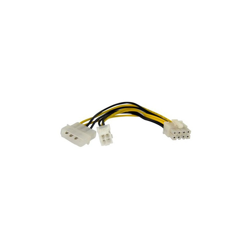Cable 15cm adaptador de fuente de poder alimentación  cpu interno 4 pines a 8 pines eps con lp4 - hembra a macho - startech.com 