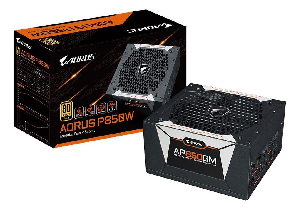 Fuente de poder gigabyte aorus ap850gm 850w, modular, 20+4 pin atx, 2x4+4, 6xpci-e, 6xsata certificación 80 plus gold