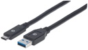 Cable USB A 3.1 Macho a USB C 3.1Macho Manhattan  3 Metros Negro
