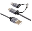 Cable verbatim 2 en 1 micro usb & lightning tensado negro 99217