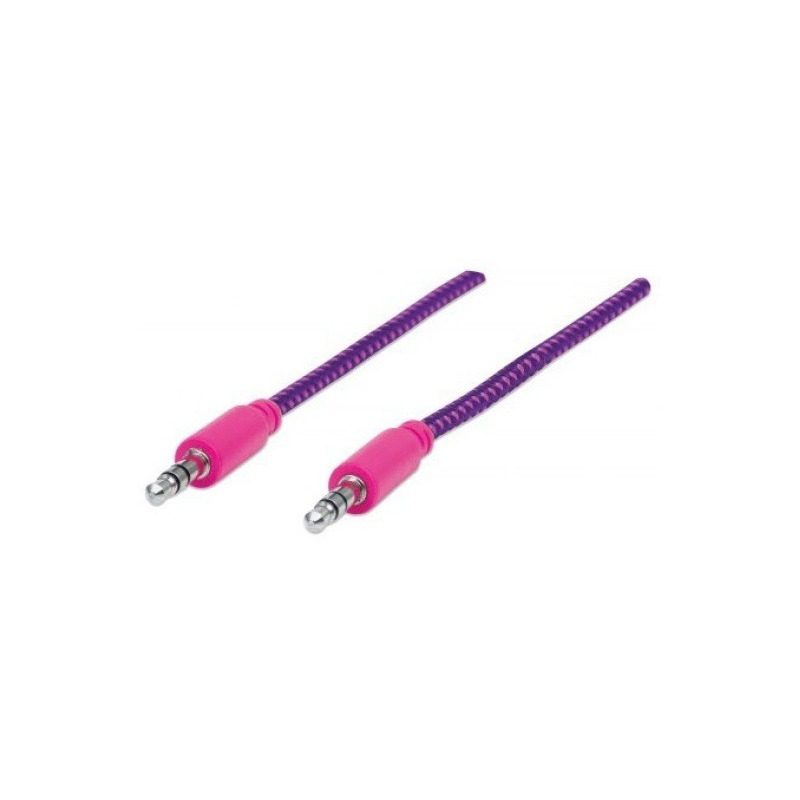 Cable stereo manhattan m-m (stereo) 1.8m textil morado/rosa 352833