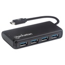 Hub USB Manhattan USB C 3.2 Macho - 4x USB 3.2 Hembra 5000 Mbit/s