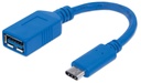 Cable USB Manhattan 353540 USB C Macho - USB A Hembra 15 cm