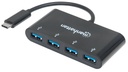 Hub usb c manhattan a 4 ptos v3.1 negro 162746