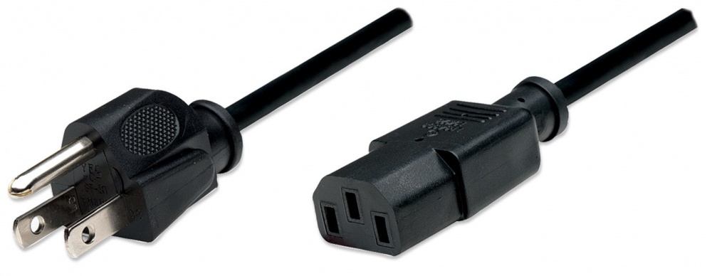 Cable Corriente IEC Manhattan 60320 C13 Macho - NEMA 5-15 Macho, 1.8 Metros