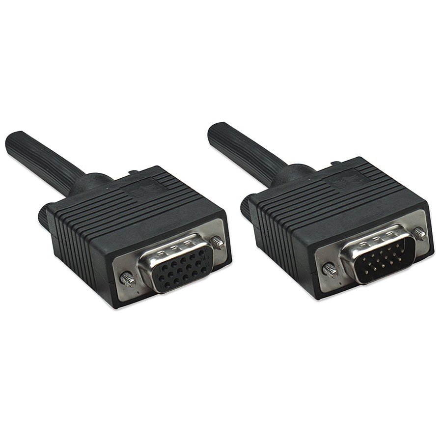 Cable manhattan para monitor svga 8mm, hd15 macho - hd15 hembra, 1.8 metros, (309011) negro