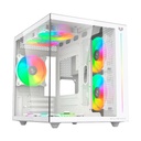 Gabinete Gamer Acteck Tank Pro Evo GM955 Mini Torre Mini ATX Ventana sin Bordes Panel Izq Cristal Frente Cristal USB 3.0 USB 2.0 3x Fan RGB con HUB