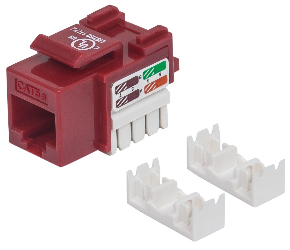 Jack de impacto utp cat5e calibre 22 al 26 awg intellinet rojo 210478