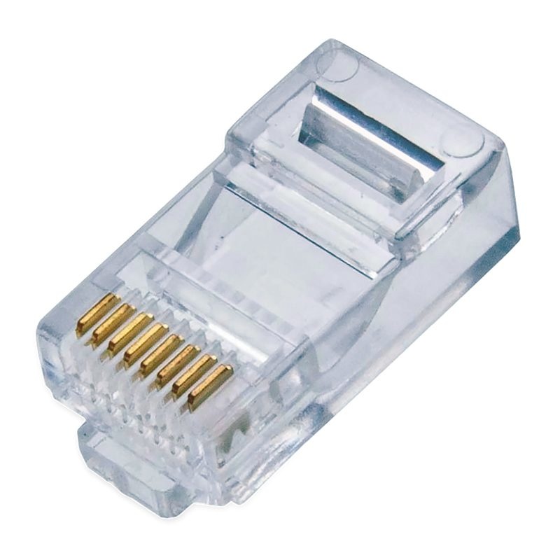 Bote con 100 pzas de plug rj45 cat5e qian nw5100 50 micras