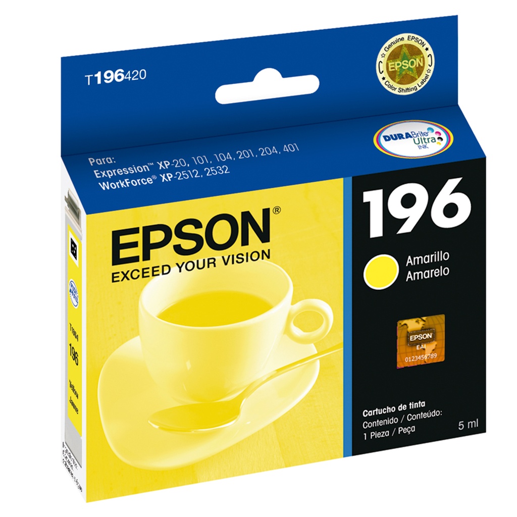 Cartucho Epson T196 Amarillo Para XP-401/411 7ML (T196420-Al)