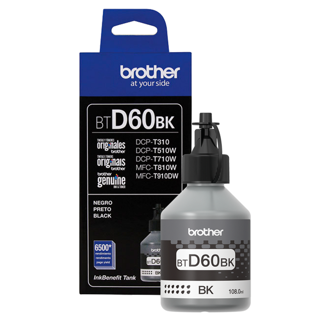 Botella de Tinta Brother BTD60BK Negro 6500 Páginas