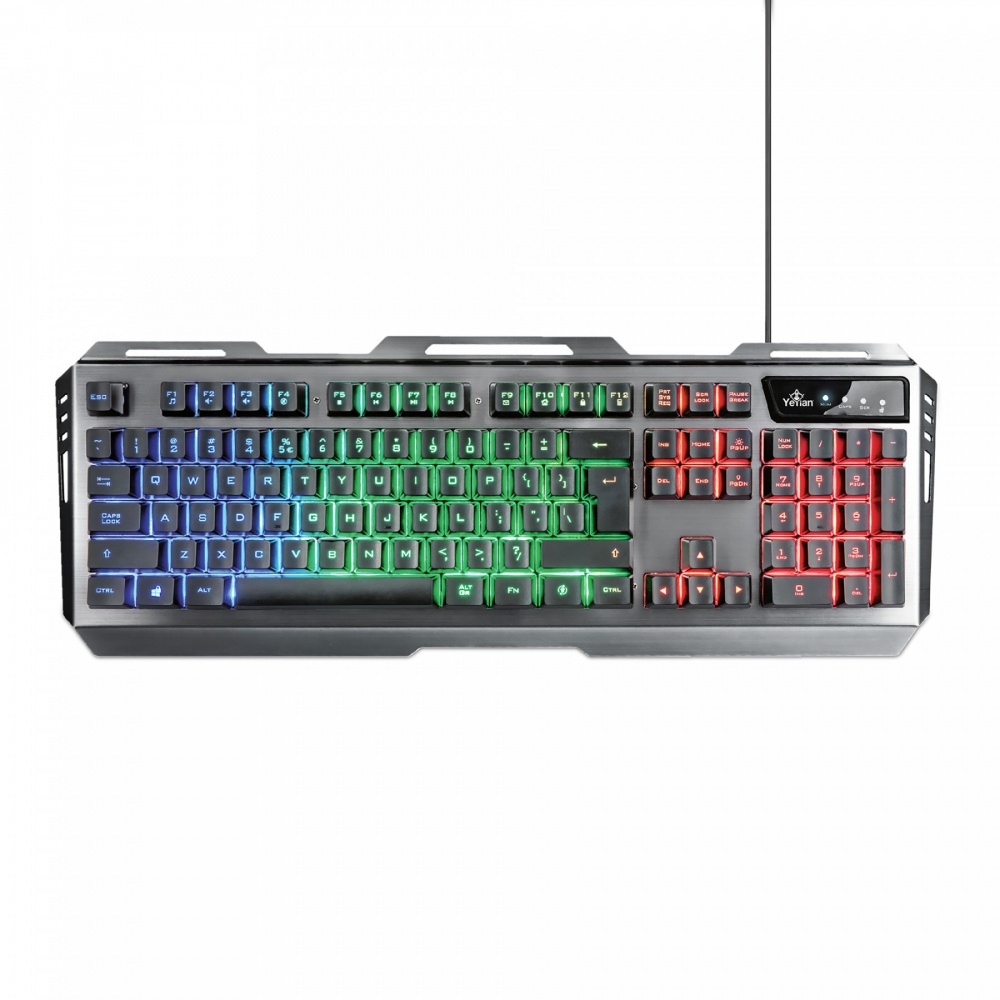 Kit gamer de teclado y mouse yeyian phoenix s3000 alambrico iluminacion led, usb,color plata, ykp20706