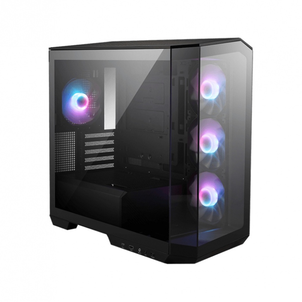 Gabinete MSI MAG PANO M100R PZ con Ventana ARGB Micro-Tower Micro-ATX/ITX USB 3.2 sin Fuente Con 4 Ventiladores ARGB 