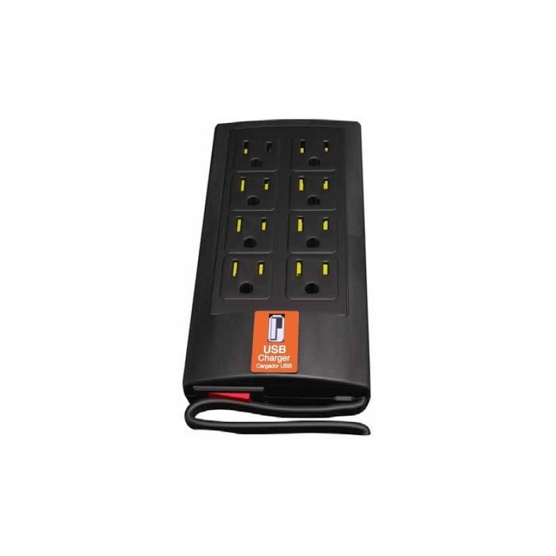 Supresor de picos complet cargador usb, 8 contactos (brc-1-005)