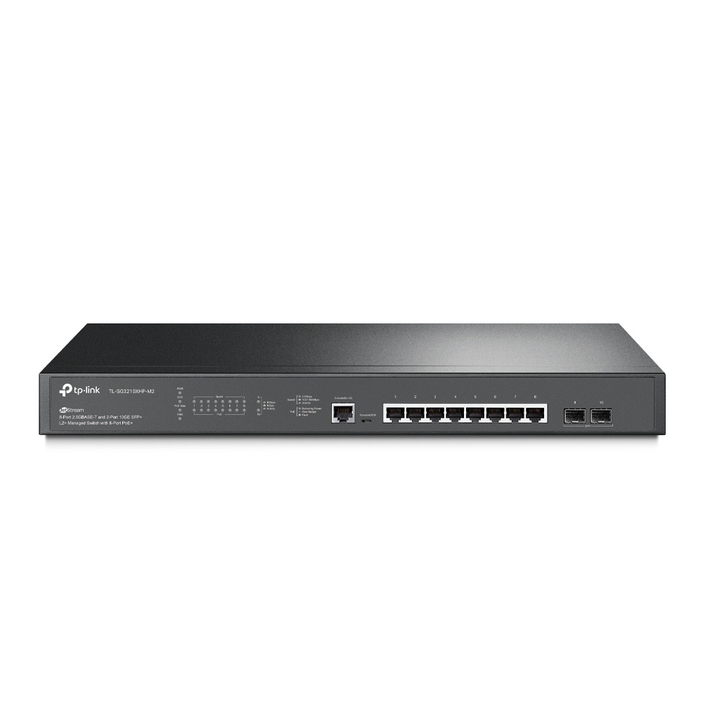 Switch TP-Link Gigabit Ethernet TL-SG3210XHP-M2 8 Puertos PoE+ 100/1000/2500Mbps + 2 Puertos SFP+ 80 Gbit/s 16.000 Entradas