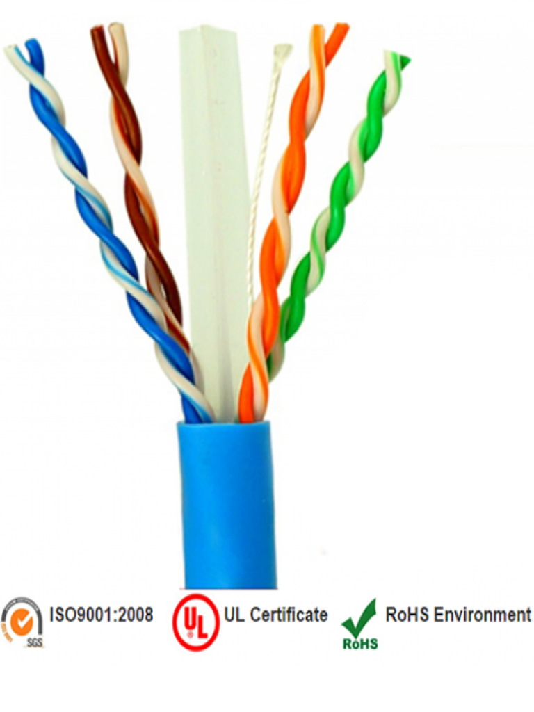 Saxxon outp6cop100b - cable utp 100% cobre / categoria 6 / color azul / interior / 100  mts / 4 pares / fluke test / cert iso900