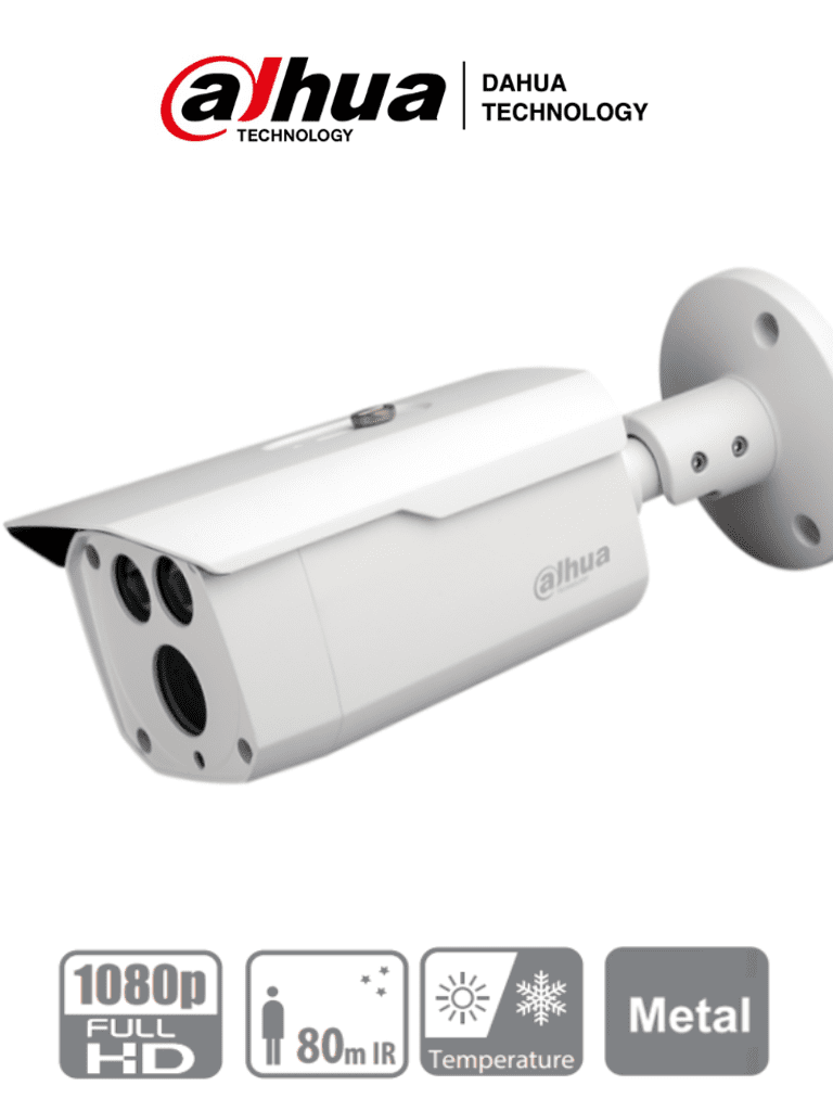 Cámara Tipo Bullet Dahua HFW1200D36 de 2MP 1080p Smart IR hasta 80m IP67