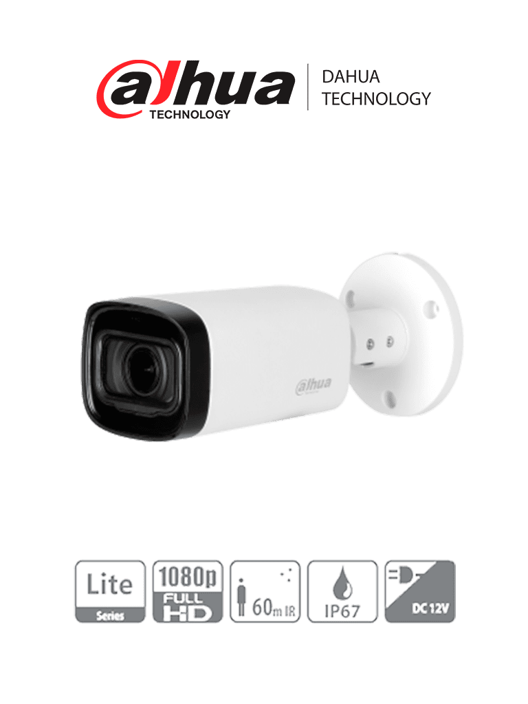 Dahua hac-hfw1200r-z-ire6 - camara bullet  hdcvi 1080p/ lente motorizado 2.7mm - 12mm/ ir 60 mts/ ip67 / metalica/ dwdr/ agc/ 2d
