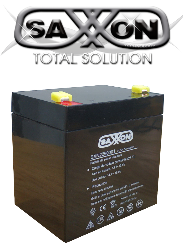 Saxxon cbat45ah- bateria de respaldo de 12 volts libre de mantenimiento y facil instalacion / 4.5 ah/ compatible dsc/ cctv/ acce