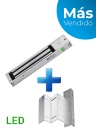 Yli ym280nledpak - paquete de contrachapa magnética con indicador led de 280 kg o 600 lb de sujeción/ incluye soporte mbk280nzl 