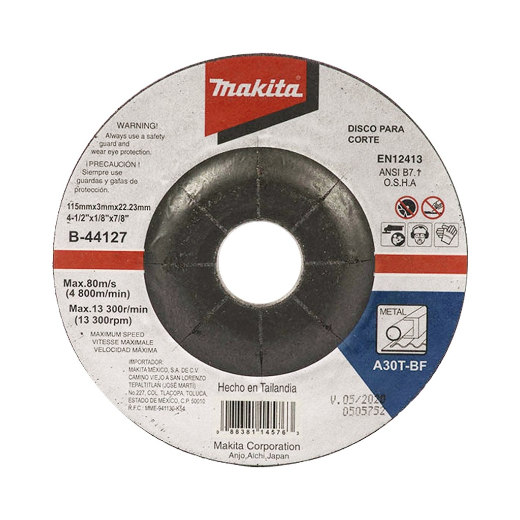 Disco De Corte Makita B-44127 Para Metal de 4 1/2"