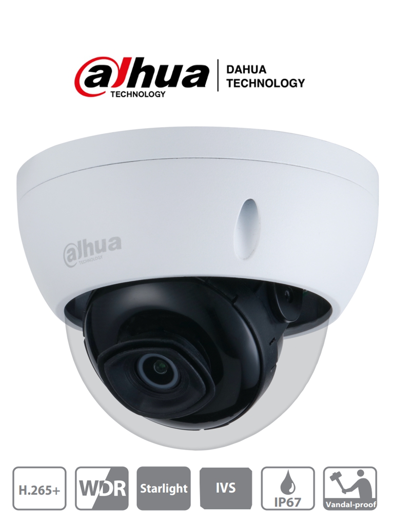 Dahua ipc-hdbw2231e-s-s2  - cámara ip domo antivandálica de 2 megapixeles/ lente de 2.8mm/ 106 grados de apertura/ ir 30 mts/ wd