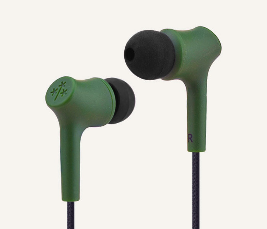 Audifonos manos libres hune haya sustentable trenzado con microfono jack 3.5 bosque