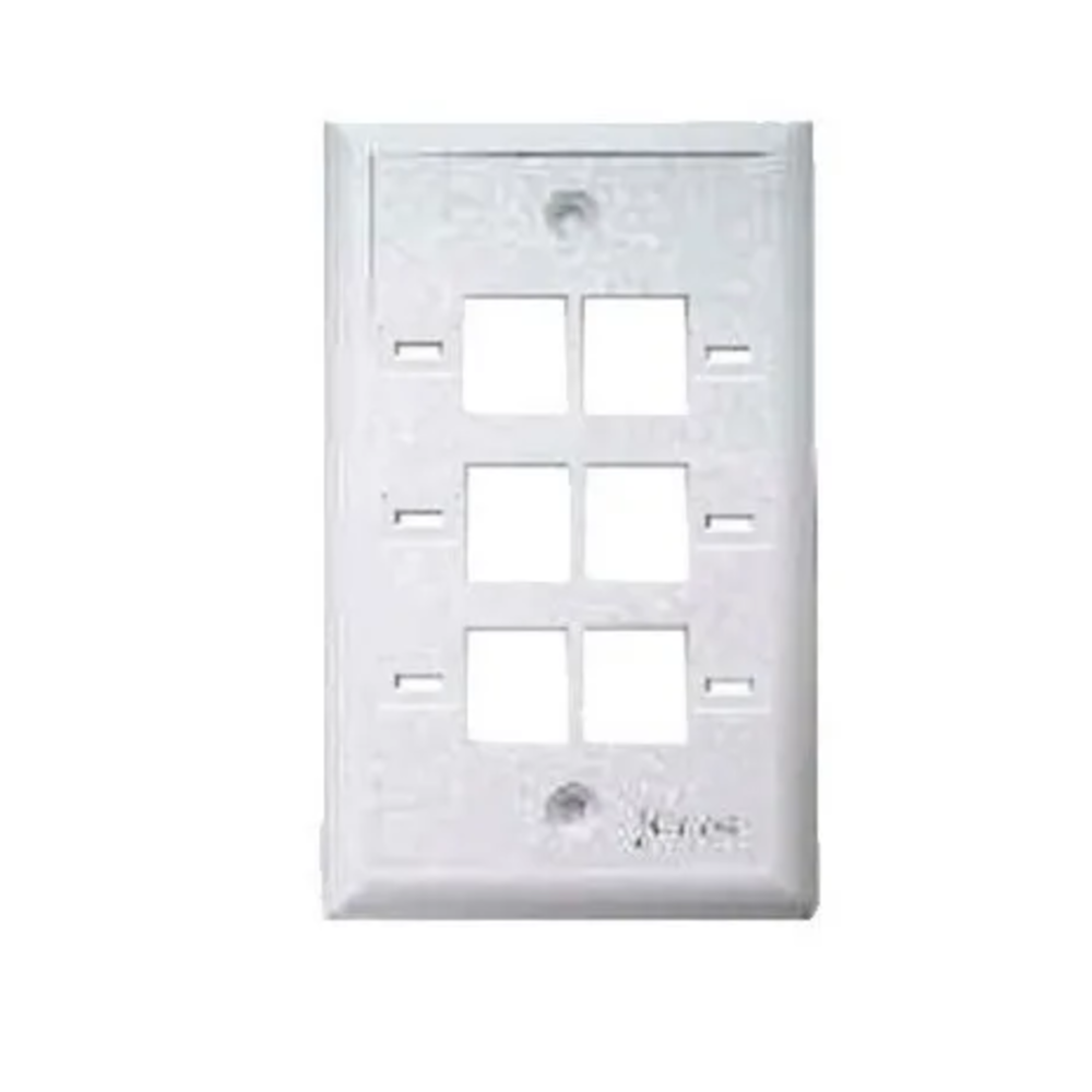 Placa de Pared Faceplate Nitrotel de 6 Puertos Blanco