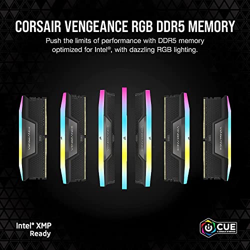 Memoria ram corsair vengeance rgb 32gb (2x16gb) ddr5 6400mhz dimm black cl36