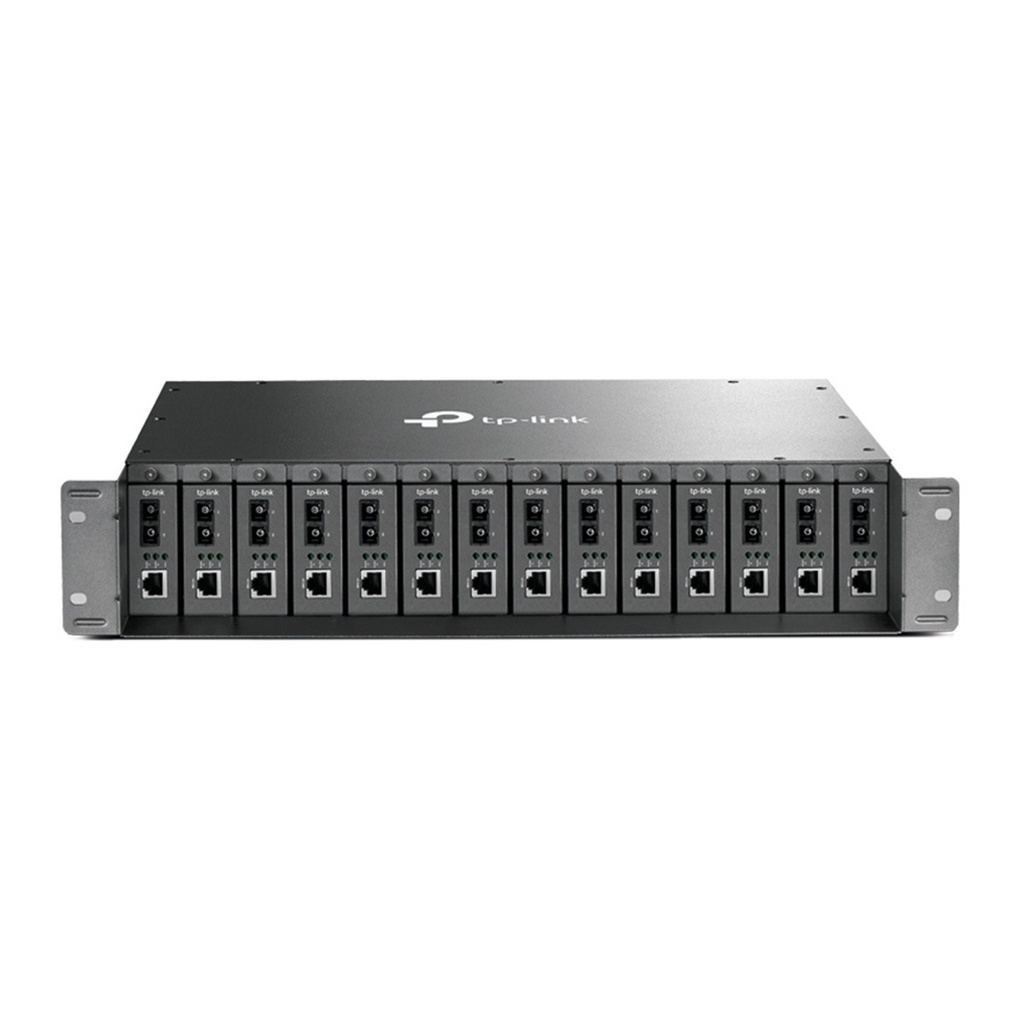 Gabinete Para Convertidores De Medios TP-Link MC1400 Para Montaje En Rack 2U 14 Bahías