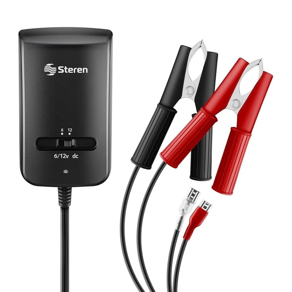 Cargador Inteligente Para Baterías Selladas Steren BR-500 Salida 6/12V 