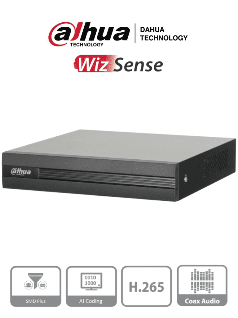 DVR Pentahíbrido Dahua XVR1B08-I 8 Canales BNC Y 2 Adicionales IP Con Codificación AI Hasta 6MP 1 Puerto SATA Para Disco Duro