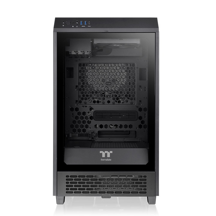 Gabinete thermaltake the tower 200, mini torre, mini itx, ventana, sin fuente, 2x vent. 140mm, negro