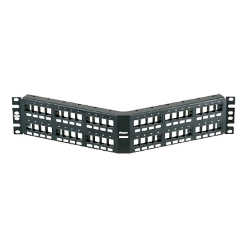 Panel de parcheo modular keystone (sin conectores), angulado, de 48 puertos, 2ur
