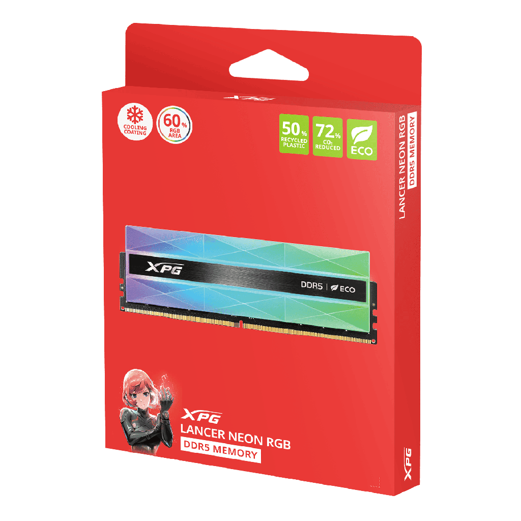 Memoria DDR5 32GB 8000Mhz / XPG / Lancer Neon / RGB / AX5U8000C3816G-DCLANRSG / (2x16GB) / Color Negro