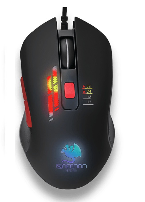 Mouse Gamer Necnon Óptico NGM-HYDRA Alámbrico USB 3200DPI Negro
