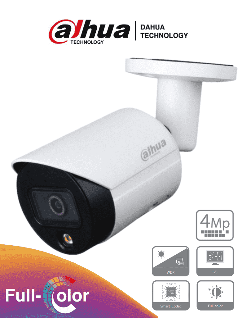Dahua ipc-hfw2439s-sa-led-28 - camara bullet ip de 4 megapixeles/ full color/ lente de 2.8 mm/ microfono integrado/ 107 grados d
