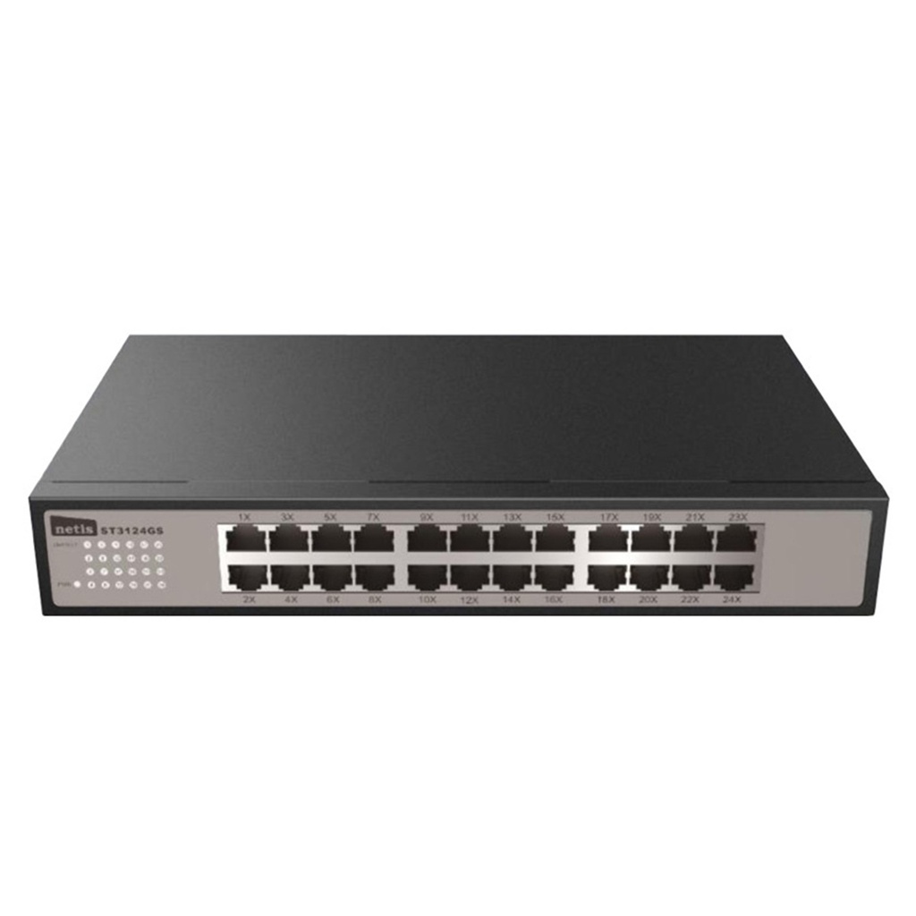 Switch Netis Gigabit Ethernet ST3124GS 24 Puertos 10/100/1000Mbps 16.000 Entradas No Administrable 