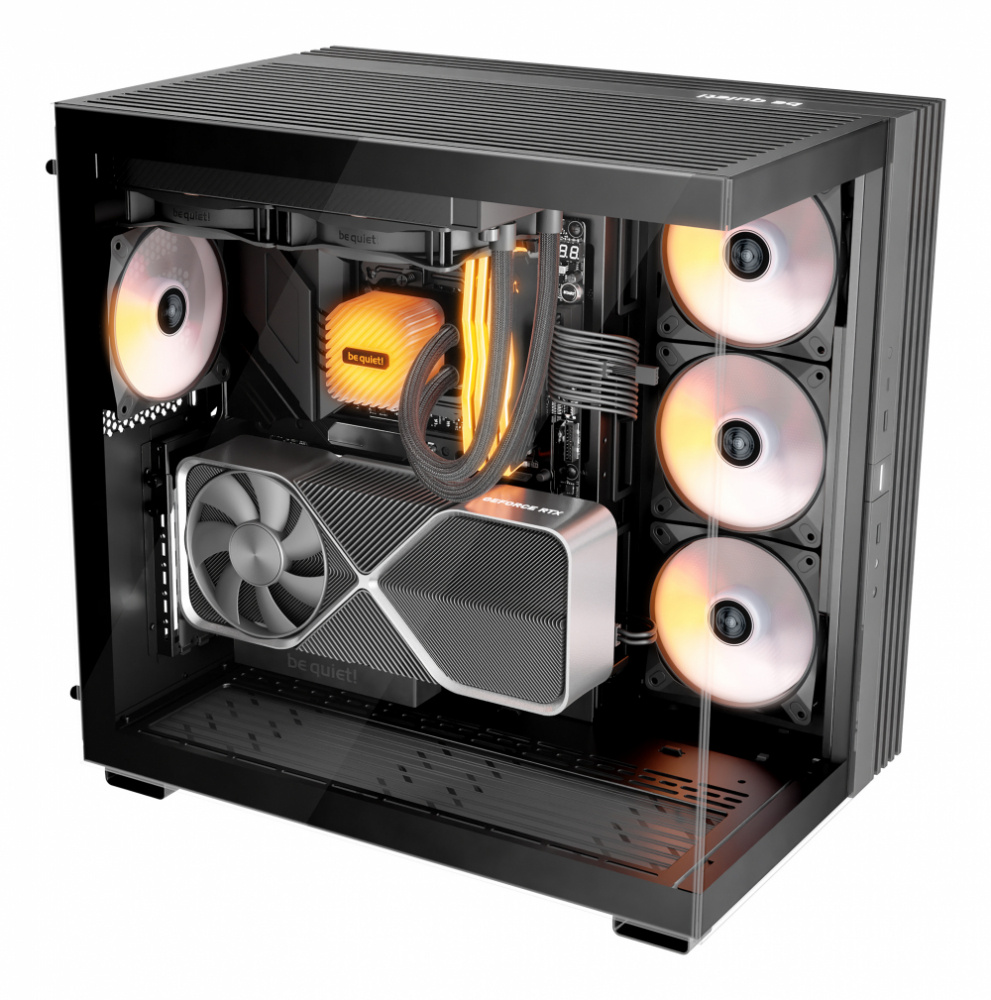 Gabinete Besile Gamer Vidrio templado negro con base de luz de 600 lx