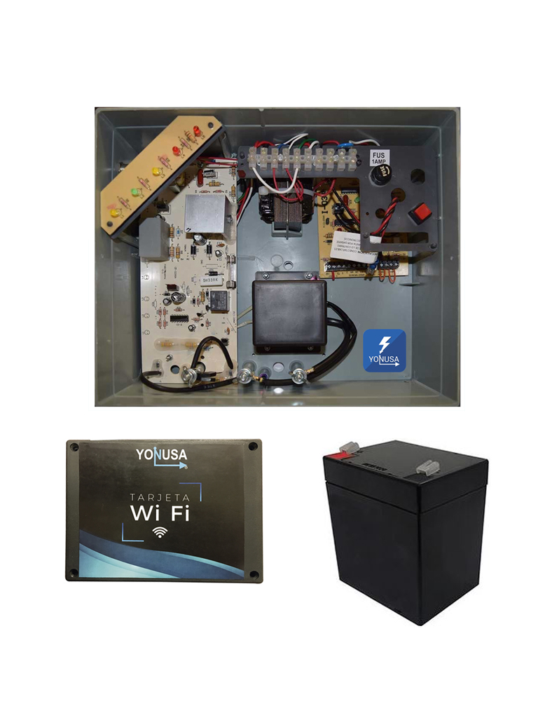 Yonusa packey12000127p - paquete de energizador de 12,000v para un cerco eléctrico de hasta 3500 mts lineales/ incluye modulo wi