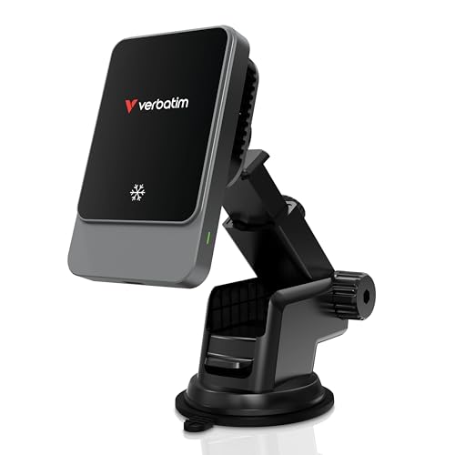 Cargador magnetico de coche verbatim, inalambrico, usb, 7.5w iphone, 15w android, negro
