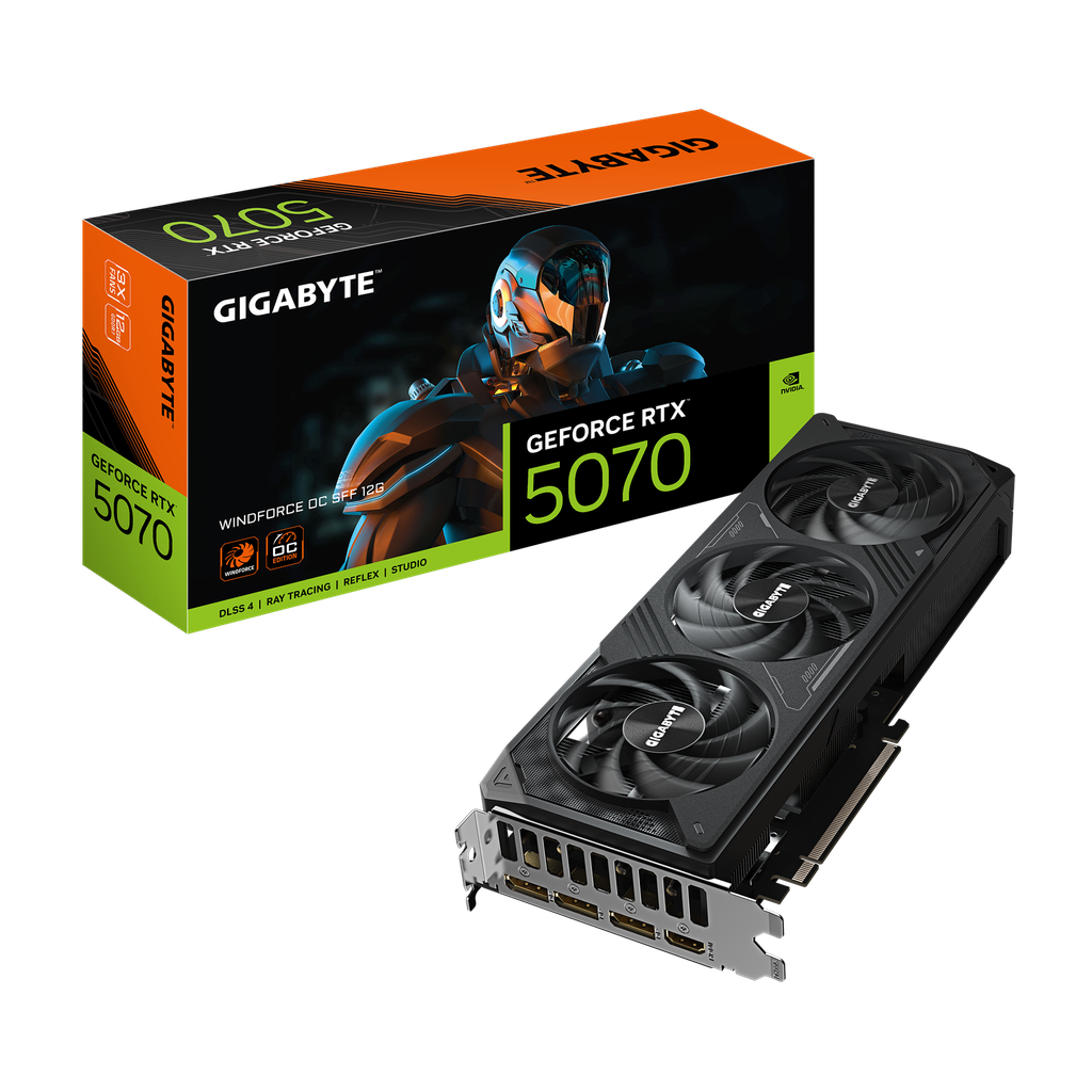 Tarjeta de video gigabyte gv-n5070wf3oc-12gd rtx 5070 12gb gddr7 pcie 5.0 1*hdmi 3*dp 3 fan