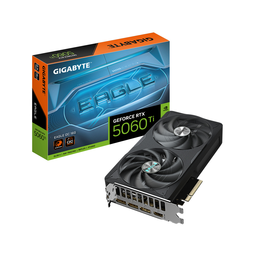 Tarjeta de video gigabyte gv-n506teagle oc-16gd rtx 5060ti 16gb gddr7 pcie 5.0.hdmi 3*dp 2 fan