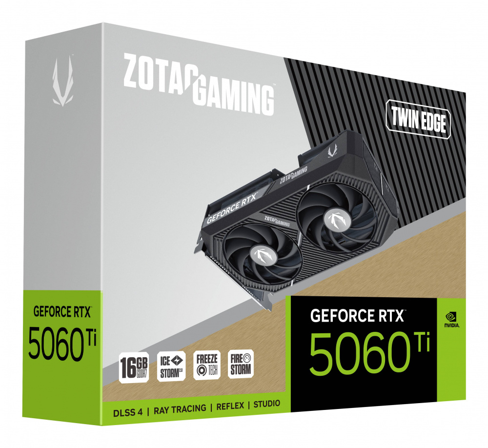 Tarjeta de video zotac zt-b50620e-10m rtx 5060ti twin edge 16gb gddr7 2572 mhz pcie 5 hdmi 3*dp 2*fan