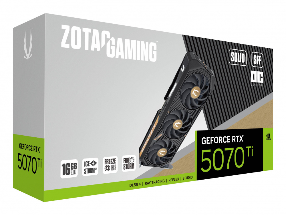 Tarjeta de video zotac zt-b50710j3-10p rtx 5070ti solid sff oc 16gb gddr7 2482 mhz hdmi pcie 5 3*fan