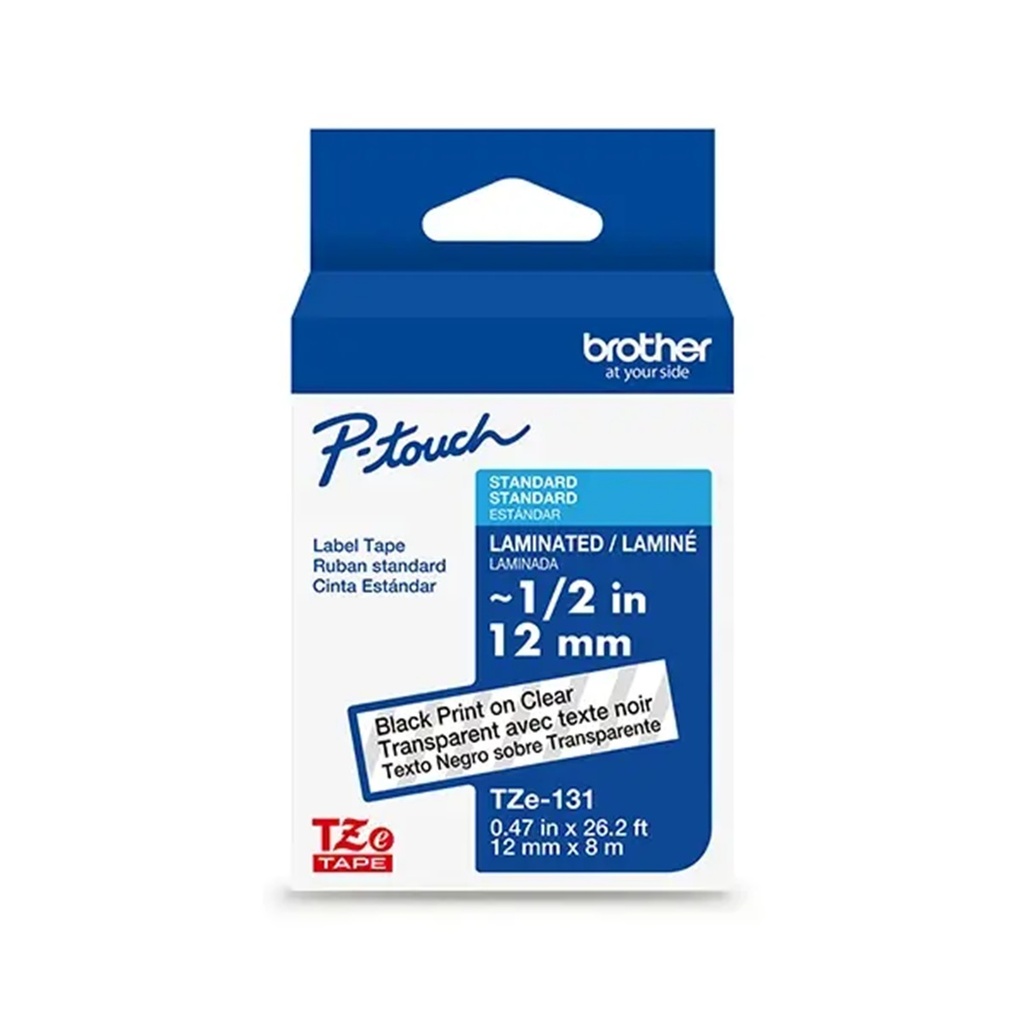 Cinta De Transferencia Térmica Brother TZe‑131G Negro Sobre Transparente 12 mm x 8 Metros 1 Pieza