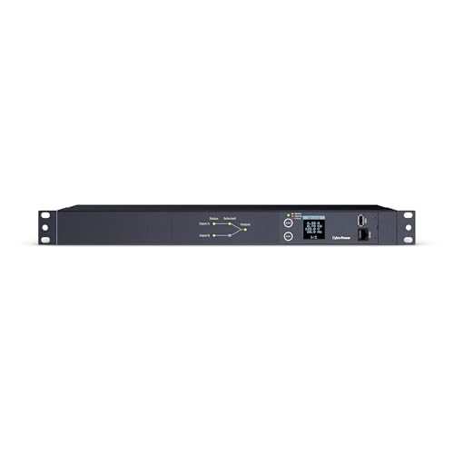 Pdu ats (fuente redundante auto-transferible) medible, para distribución de energía, 2 entradas 120 vca nema5-15p, con 10 salidas nema 5-15r, horizontal 19in, 1ur